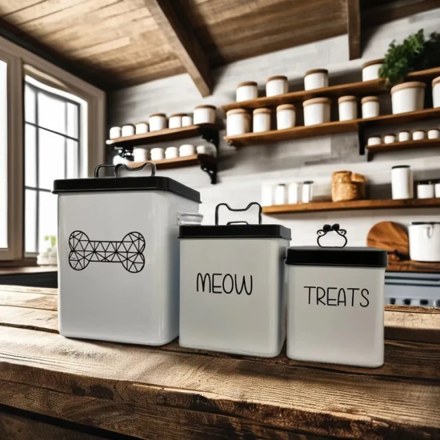 Dog Treat Container Dog Cookie Food Storage Jar Metal Pet Treat Organizer Pet Treat Canister Set