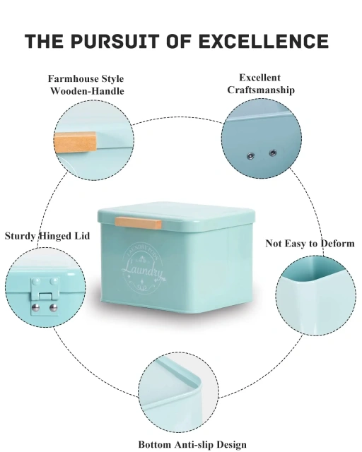 带铰链盖的洗衣凝珠容器农舍金属洗衣凝珠容器洗衣房凝珠箱