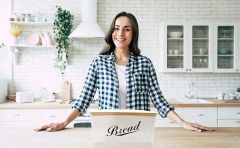 白色粉末涂层面包桶储物盒带竹盖适用于厨房复古设计金属面包盒