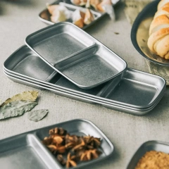 American Retro Frosted Hot Pot Dipping Seasoning Dish Small Dish Household Sauce Bowl 304 Stainless Steel Dividing Plate