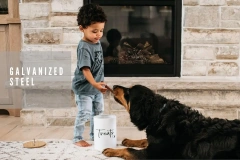 Pet Treat Container Dog Treat Canister White Dog and Cat Treat Container with Easy to Open Bamboo Lid