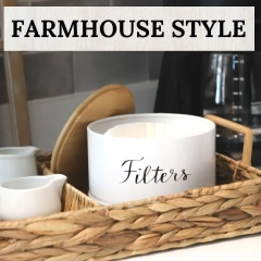 乡村风格白色咖啡过滤篮咖啡过滤器架储存分配器适用于吧台圆形咖啡过滤容器