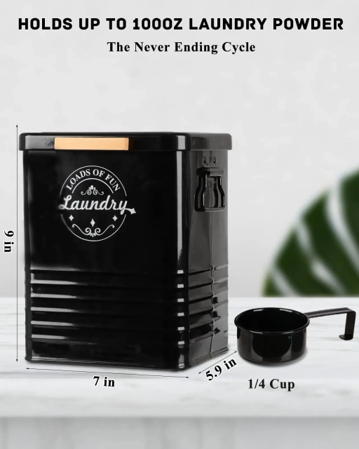 洗衣粉容器分配器支架洗衣房收纳金属洗衣皂分配器带勺子和盖子