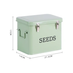 花园种植储存种子盒工具分类带锁种子储存容器镀锌铁绿化种子铁盒