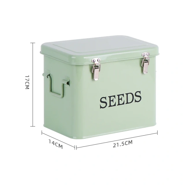 花园种植储存种子盒工具分类带锁种子储存容器镀锌铁绿化种子铁盒