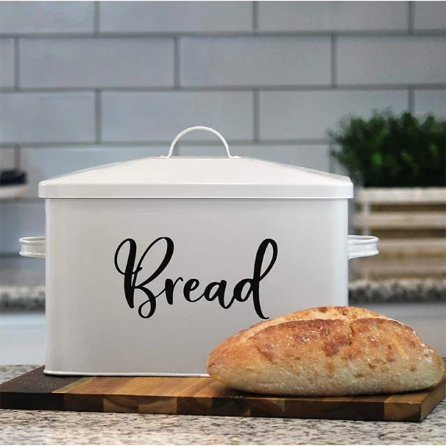 超大节省空间的垂直面包盒可容纳 2 条面包 - 奶油色超大面包盒面包架