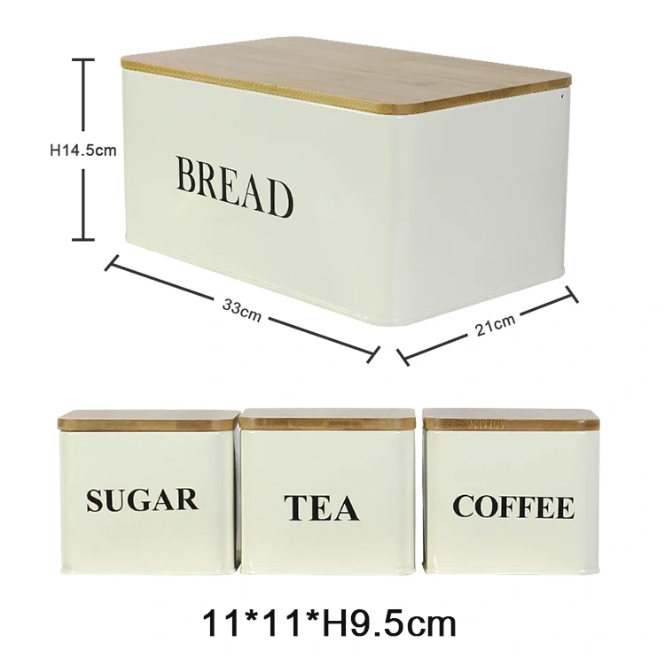 New Design Factory Outlet  Customized Packaging Box Multiple Colors Metal Bread Box Bamboo Lid