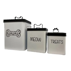 Dog Treat Container Dog Cookie Food Storage Jar Metal Pet Treat Organizer Pet Treat Canister Set
