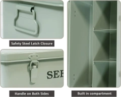 Metal Seed Bin Storage Organizer Box Seed Packet Container with Lid 4 Compartments Garden Seed Bin