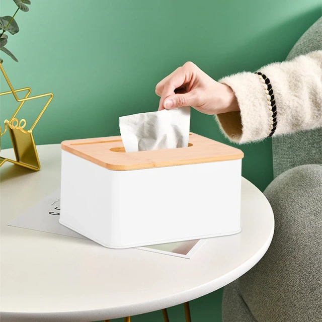 Ecologic Tissue Box Holder Rectangular  Container Home and Restaurant Tissue Box L-holder Bamboo Lid