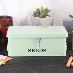 Garden Seed Storage Organizer Container with Dividers Seeds Packet Fashion Metal Seed Box