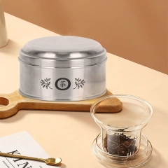 Tabletop Metal Tea Can with Lid Sealing Storage Box New Style Simple Stainless Steel Tea Canister