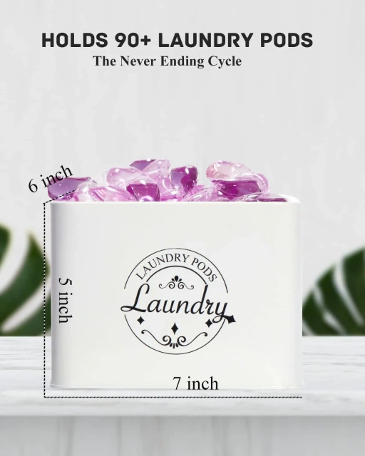 农舍金属洗衣凝珠容器适用于洗衣房装饰洗衣凝珠容器带铰链盖