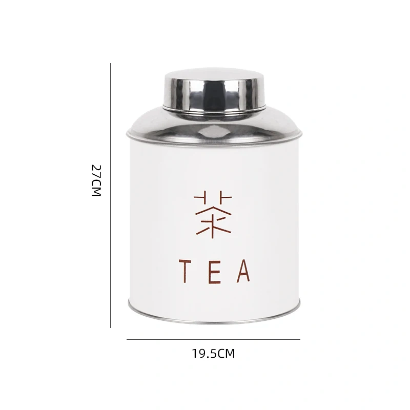 热销茶叶罐双盖密封大尺寸茶叶储藏罐不锈钢茶叶容器