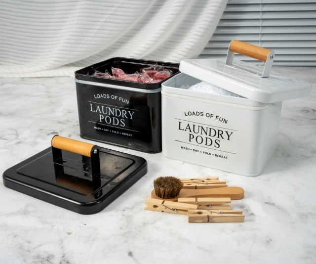 Laundry Room Storage Box with Lid Metal Laundry Dryer Sheet Dispenser Laundry Pods Container with Dryer Sheet Holder