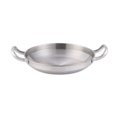 Service Plate Dinnerware Tray Plate & Bowl Silver Vintage Party Round Fish Dish for Food Stainless Steel Metal Plate with Handle