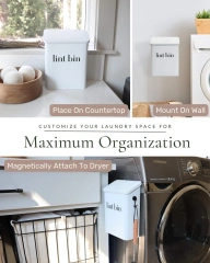 现代洗衣房绒毛垃圾桶 绒毛桶 磁性绒毛桶 适用于洗衣房 带刷子和挂钩