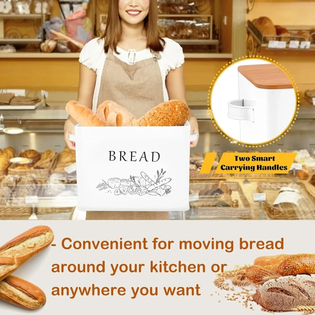 Healthy Metal Bread Container Storage Holder Bread Box for Family Farmhouse Kitchen Countertop