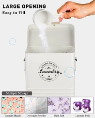 洗衣粉容器分配器支架洗衣房收纳金属洗衣皂分配器带勺子和盖子