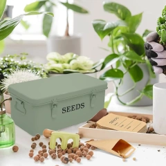 Metal Seed Bin Storage Organizer Box Seed Packet Container with Lid 4 Compartments Garden Seed Bin