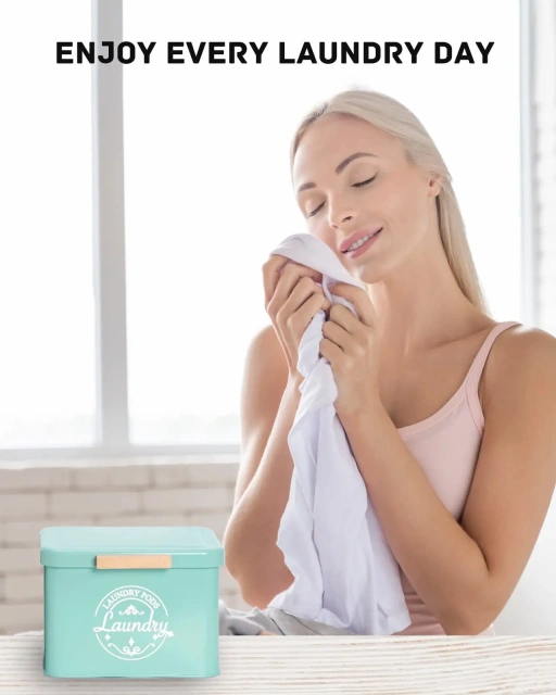 带铰链盖的洗衣凝珠容器农舍金属洗衣凝珠容器洗衣房凝珠箱