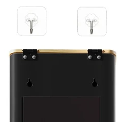 壁挂式棉绒盒支架，带盖，适用于烘干机，黑色，带竹盖，金属磁性棉绒桶，适用于洗衣房