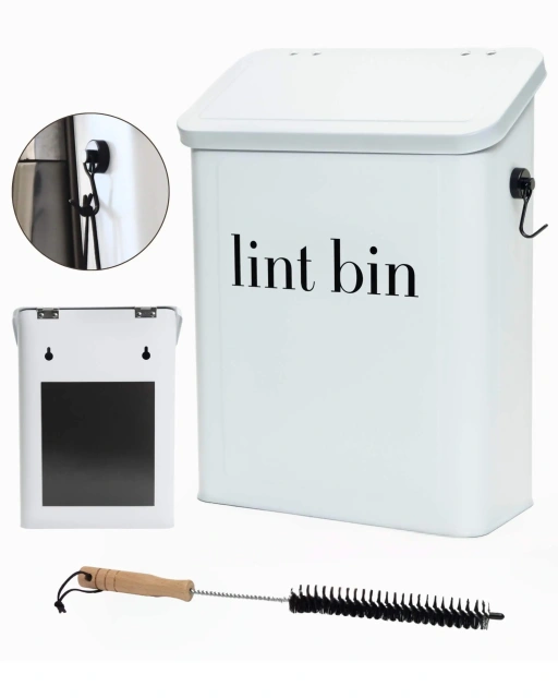 现代洗衣房绒毛垃圾桶 绒毛桶 磁性绒毛桶 适用于洗衣房 带刷子和挂钩