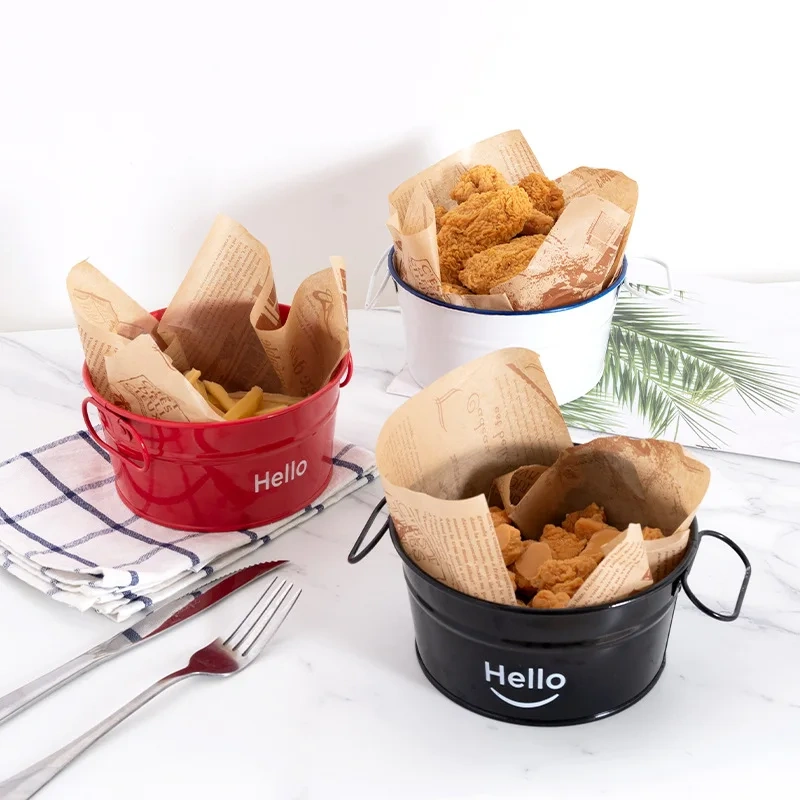 西餐厅咖啡厅迷你小吃托盘炸鸡不锈钢容器炸物篮镀锌铁薯条桶