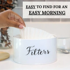 乡村风格白色咖啡过滤篮咖啡过滤器架储存分配器适用于吧台圆形咖啡过滤容器