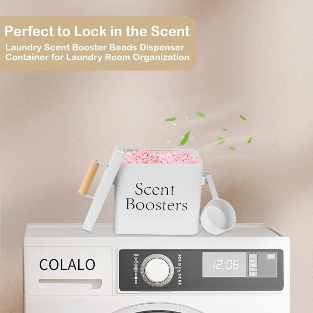 Metal Scent Booster Container for Scent Beads Laundry Room Scent Booster Dispenser With Scoop