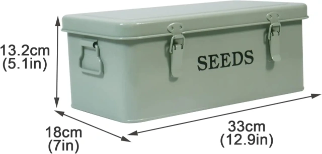Metal Seed Bin Storage Organizer Box Seed Packet Container with Lid 4 Compartments Garden Seed Bin
