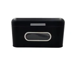 镀锌铁面包盒厨房台面金属储物面包盒柜复古黑色带窗口面包盒