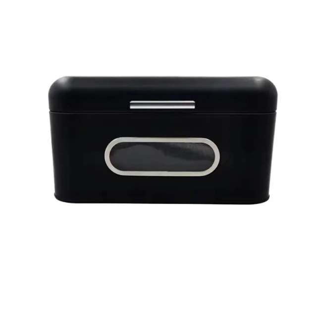 镀锌铁面包盒厨房台面金属储物面包盒柜复古黑色带窗口面包盒