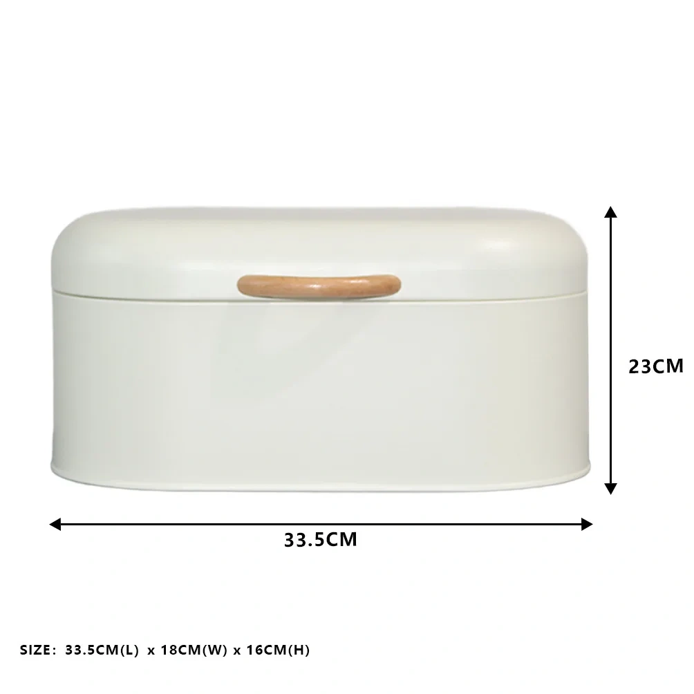 White Metal Bread Bin Storage Tin with Front Opening Drop Down Door for Kitchen Counter or Shelf Bread Box Storage Container
