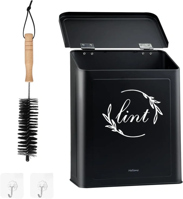 新款洗衣片收纳盒带盖金属磁性棉绒桶壁挂式洗衣罐