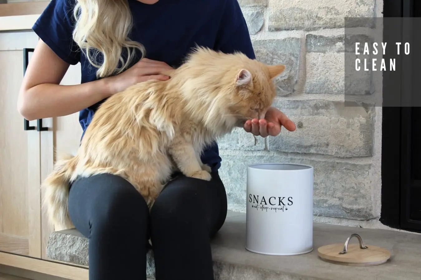 金属宠物零食容器狗零食罐白色狗和猫零食容器，带易开竹盖