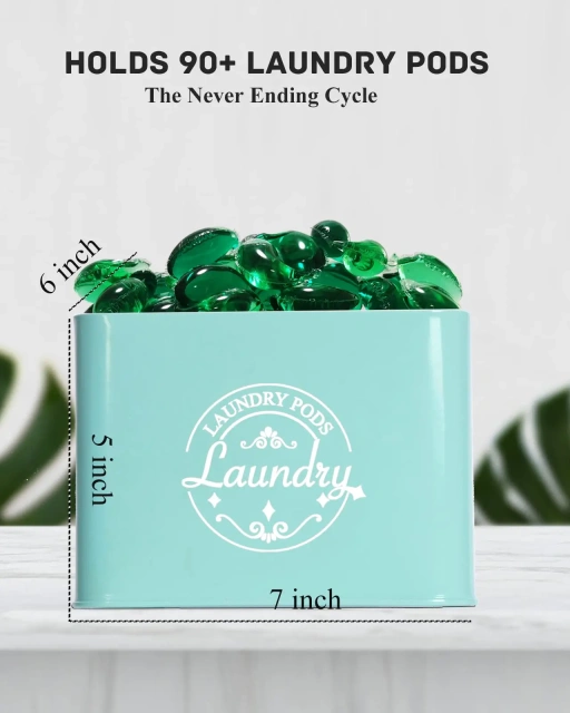 带铰链盖的洗衣凝珠容器农舍金属洗衣凝珠容器洗衣房凝珠箱