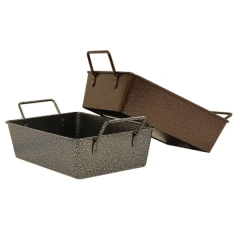 Manufacturer Galvanized Iron Snack Dish 2.5L with Side Handles Restaurant Rectangle Food Tray Metal Fried Chicken Plate