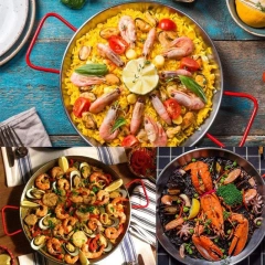 Service Plate Dinnerware Tray Plate Double-handled Flat Frying Pan Stainless Steel Spanish Seafood Plate