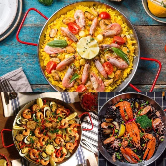 Service Plate Dinnerware Tray Plate Double-handled Flat Frying Pan Stainless Steel Spanish Seafood Plate