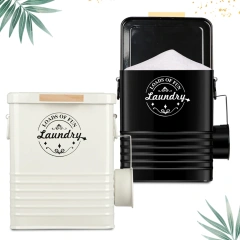 洗衣粉容器分配器支架洗衣房收纳金属洗衣皂分配器带勺子和盖子