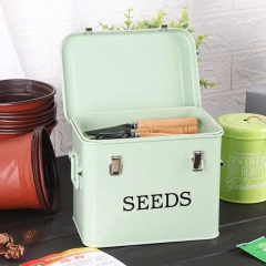 花园种植储存种子盒工具分类带锁种子储存容器镀锌铁绿化种子铁盒
