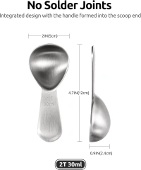 15ml Tablespoon Measuring Spoon Short Handled Measure Scooper for Ground Coffee, Bean 30ml Stainless Steel Coffee Scoop:
