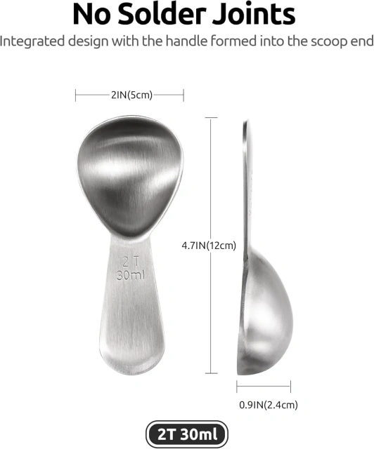 15ml Tablespoon Measuring Spoon Short Handled Measure Scooper for Ground Coffee, Bean 30ml Stainless Steel Coffee Scoop:
