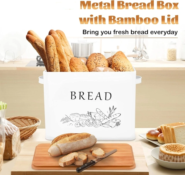 Healthy Metal Bread Container Storage Holder Bread Box for Family Farmhouse Kitchen Countertop