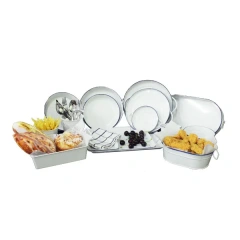 Manufacturer Galvanized Iron Snack Dish 2.5L with Side Handles Restaurant Rectangle Food Tray Metal Fried Chicken Plate