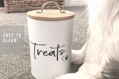 Pet Treat Container Dog Treat Canister White Dog and Cat Treat Container with Easy to Open Bamboo Lid