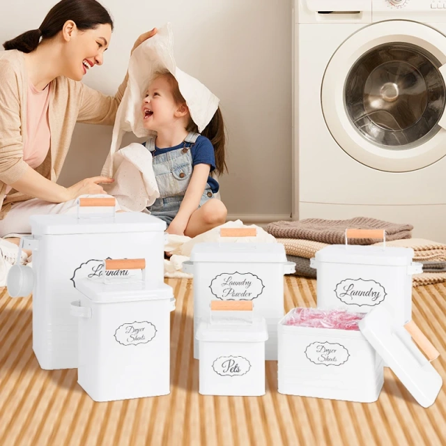 不同尺寸金属密封方形洗衣棉绒桶白色金属储物桶镀锌铁带木盖