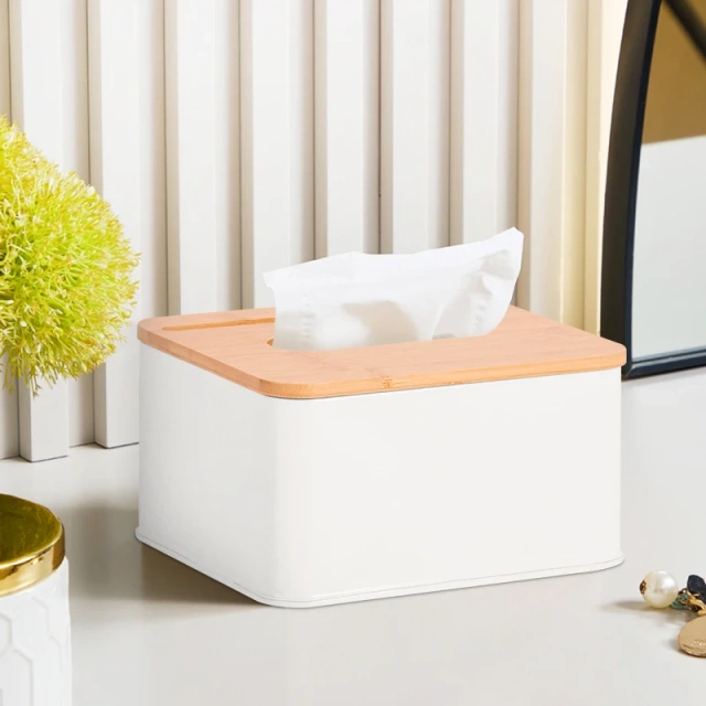 Ecologic Tissue Box Holder Rectangular  Container Home and Restaurant Tissue Box L-holder Bamboo Lid
