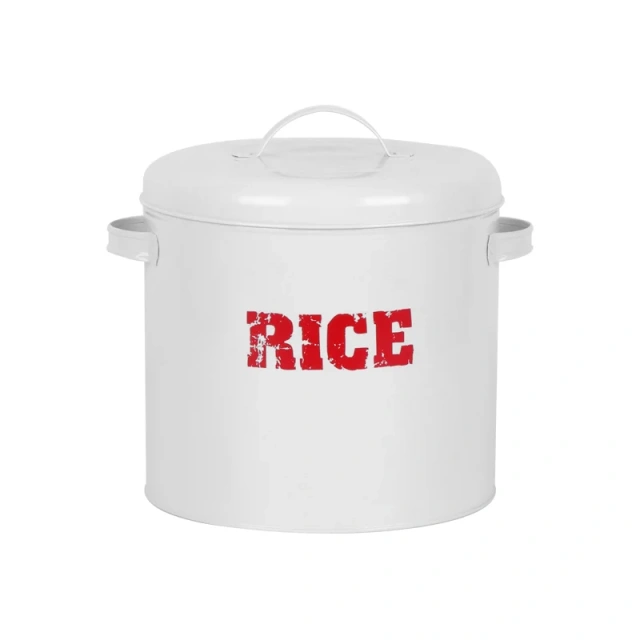 2023 Metal Rice Storage Bucket With Metal Lid and Handle Food Storage Box for Kitchen Grain Rice Container